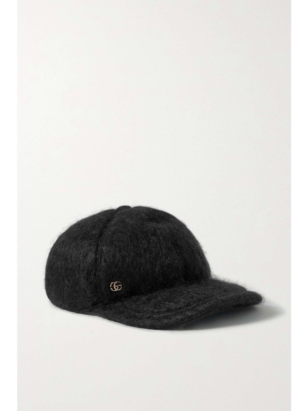 NWT GUCCI MOHAIR-BLEND BASEBALL CAP SZ M BLACK 100% Authentic